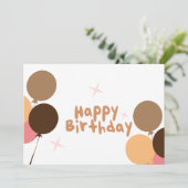 Retro Balloons Happy Birthday Card (Stehend Vorderseite)
