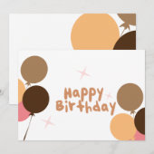 Retro Balloons Happy Birthday Card (Vorne/Hinten)