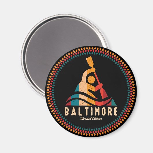 Retro Baltimore Kayaking Magnet (Vorderseite/Rückseite)