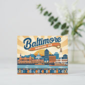 Retro Baltimore, Marylan, USA Vintag Postkarte (Stehend Vorderseite)