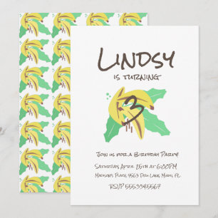 Retro-Banane Gelb zum dritten Geburtstag Einladung