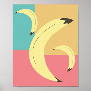Retro-Bananen Bunte Formen Poster