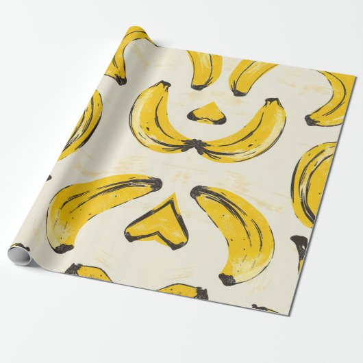 Retro Bananenwackelpapier Geschenkpapier (Ungerollt)