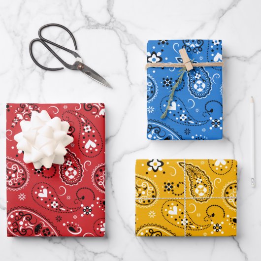 Retro bandana paisley Muster Geschenkpapier Set (Vorderseite)
