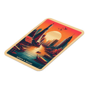 Retro Bangkok City skyline - Thailand Reisegeschen Magnet