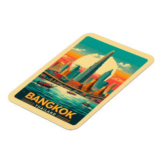 Retro Bangkok City skyline - Thailand Reisegeschen Magnet
