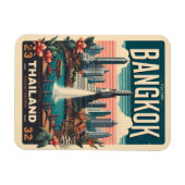 Retro Bangkok City skyline - Thailand Reisegeschen Magnet (Horizontal)