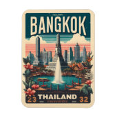 Retro Bangkok City skyline - Thailand Reisegeschen Magnet (Vertikal)