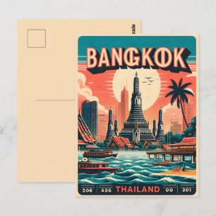 Retro Bangkok City skyline - Thailand Reisegeschen Postkarte