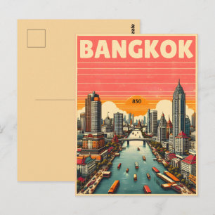 Retro Bangkok City skyline - Thailand Reisegeschen Postkarte
