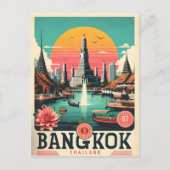 Retro Bangkok City skyline - Thailand Reisegeschen Postkarte (Vorderseite)