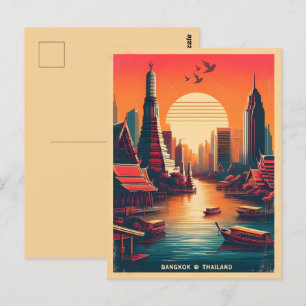 Retro Bangkok City skyline - Thailand Reisegeschen Postkarte