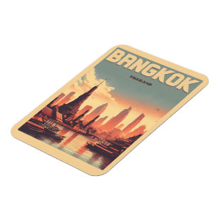 Retro-Bangkok-Stadt-Skyline - Thailand-Reisegesche Magnet
