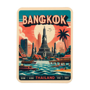Retro-Bangkok-Stadt-Skyline - Thailand-Reisegesche Magnet
