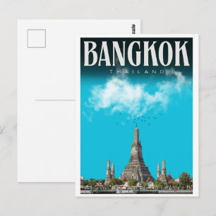 Retro Bangkok Stadt Wat Aru- Thailand Reise Gesch Postkarte