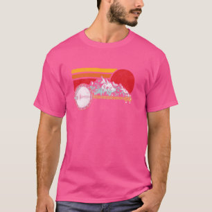Retro Banjo Berge & Sun Sketch Surf Stil 80er Jahr T-Shirt