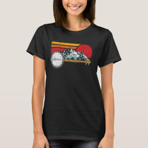 Retro Banjo Berge & Sun Sketch Surf Stil 80er Jahr T-Shirt
