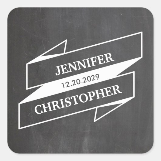 Retro Banner Chalkboard Square Sticker (Vorderseite)