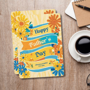 Retro Banner Floral Happy Vatertag Karte