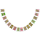 Retro-Banner mit abstraktem Party, rosa und grün Wimpelkette (Alle)