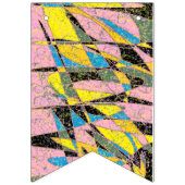 Retro-Banner mit abstraktem Party, rosa und grün Wimpelkette (Erste Fahne)