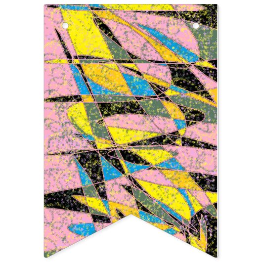 Retro-Banner mit abstraktem Party, rosa und grün Wimpelkette (Erste Fahne)