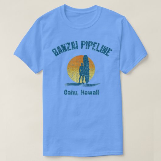 Retro Banzai Pipeline Surfer Oahu Hawaii T-Shirt (Design vorne)