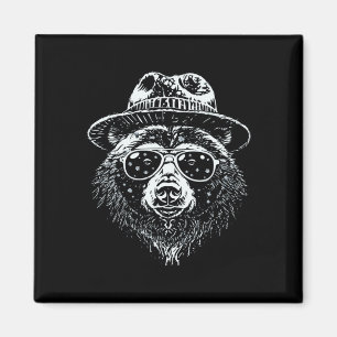 Retro-Bär beim Skifahren mit Sonnenbrille Cooles B Magnet
