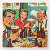 Retro-Bar-Bier-Comicen Glasuntersetzer (Vorderseite)