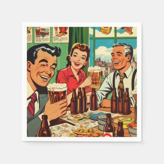 Retro-Bar-Bier-Comicen Serviette (Vorderseite)