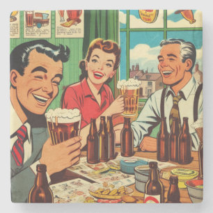 Retro-Bar-Bier-Comicen Steinuntersetzer