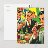 Retro Bar Drinks Comic Illustration Postkarte (Vorne/Hinten)