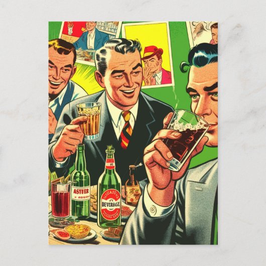 Retro Bar Drinks Comic Illustration Postkarte (Vorderseite)