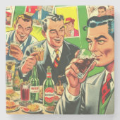 Retro Bar Drinks Comic Illustration Steinuntersetzer (Vorderseite)
