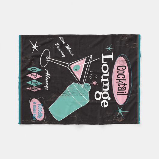 Retro Bar Fleecedecke (Vorderseite (Horizontal))