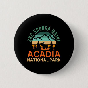 Retro Bar Harbor Maine Acadia Nationalpark Elch Button