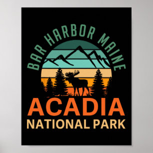 Retro Bar Harbor Maine Acadia Nationalpark Elch  Poster