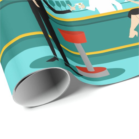 Retro Bar-Packpapier Geschenkpapier (Rolleneckpunkt)