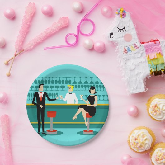 Retro Bar-Papier-Teller Pappteller (Party)