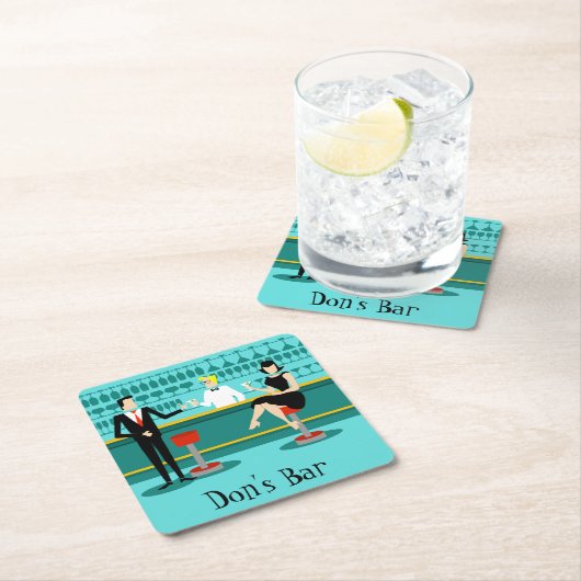 Retro Bar-Papier-Untersetzer Rechteckiger Pappuntersetzer (Vor Ort)