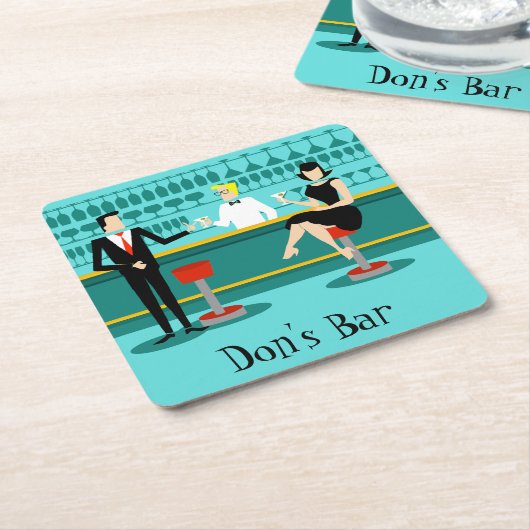 Retro Bar-Papier-Untersetzer Rechteckiger Pappuntersetzer (angewinkelt)