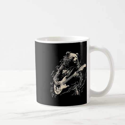 Retro Bär spielen Gitarre Bären Gitarre Musi Kaffeetasse (Rechts)