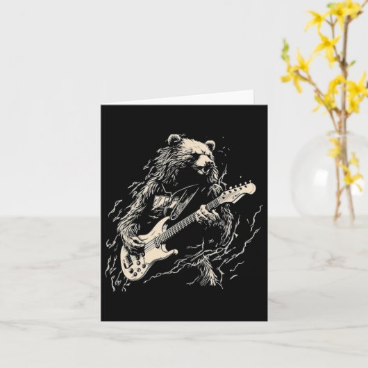 Retro Bär spielen Gitarre Bären Gitarre Musi Karte (Gelbe Blume)