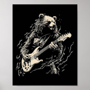 Retro Bär spielen Gitarre Bären Gitarre Musi Poster