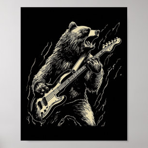 Retro Bär spielen Gitarre Bären Gitarre Musi Poster