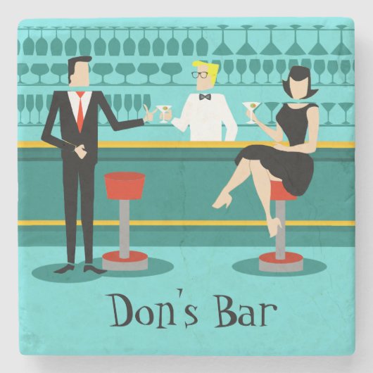 Retro Bar-Stein-Untersetzer Steinuntersetzer (Vorderseite)