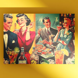 Retro Bar Vintag Illustration Postkarte