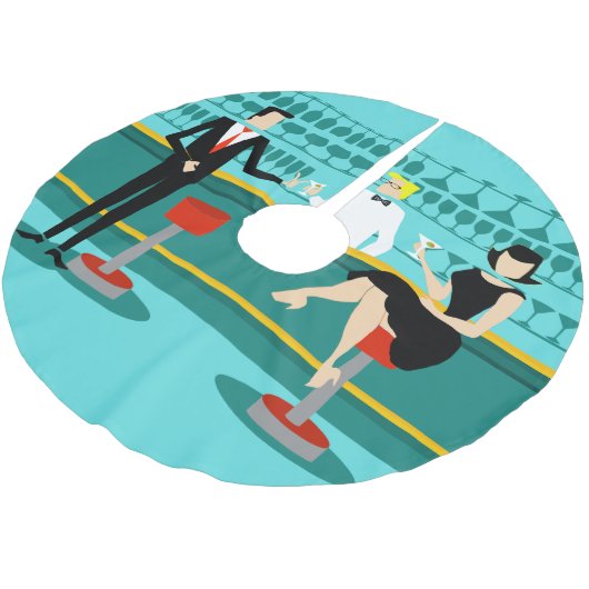 Retro Bar-Weihnachtsbaum-Rock Polyester Weihnachtsbaumdecke (Schrägansicht)