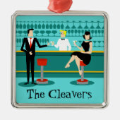 Retro Bar-Weihnachtsverzierung Silbernes Ornament (Vorne)