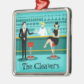 Retro Bar-Weihnachtsverzierung Silbernes Ornament (Links)